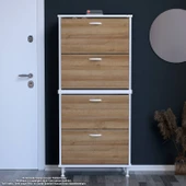 Modilayn UMAY' 2 Li Antre Hol 72 x 168 x 25,5 cm’ lik 4 Düşer Kapak 8 Göz Bölmeli Ayakkabılık - 1