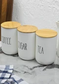 Seramik Kavanoz Seti - Bambu Kapaklı Kavanoz Takımı - Büyük Boy, 3x1000 ML - 2