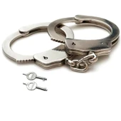 Polis Asker Bekçi Kelepçesi Polis Kelepçesi Zincirli Kelepçe Gri Metal Kelepçe Anahtarlı Kelepçe - 1