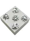 Gümüş Metalik Kendinden Yapışkanlı Fiyonk Yıldız Rafya Hediye Paketi Süsü 20 Adet - 3