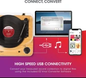 ION Audio Max LP - Dahili Hoparlörlü Vinil Kayıt Oynatıcı - Döner Tabla, Dönüştürme için USB Çıkışı ve Üç Oynatma Hızı - Doğal - 5