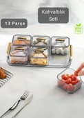 6’lı Kahvaltı Seti 13 Parça Kahvaltılık BPA Free Sunumluk Şık Tepsili Kahvaltılık - 1