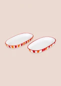 The Mia Joy Oval Servis 2li Set Kırmızı 11x21x3 cm - 4