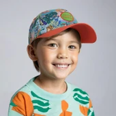 Milk&Moo Jungle Friends 4-6 Yaş Erkek Çocuk Şapkası – Turuncu Siperlikli, Nakış Aplikeli, Ayarlanabilir Yazlık Model - 6