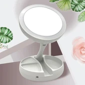 Işıklı Büyüteçli Makyaj Aynası, 10x Büyüteçli 21 Led Işıklı Seyahat Makyaj Aynası, Çift Taraflı Kompakt Ayna, Makyaj Masası ve Seyahat için Işıklı Makyaj Aynası. - 8