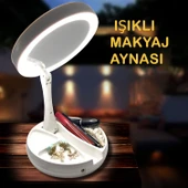 Işıklı Büyüteçli Makyaj Aynası, 10x Büyüteçli 21 Led Işıklı Seyahat Makyaj Aynası, Çift Taraflı Kompakt Ayna, Makyaj Masası ve Seyahat için Işıklı Makyaj Aynası. - 1