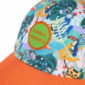 Milk&Moo Jungle Friends 4-6 Yaş Erkek Çocuk Şapkası – Turuncu Siperlikli, Nakış Aplikeli, Ayarlanabilir Yazlık Model - 4