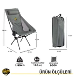 Sky Ultralight Katlanabilir Kamp Sandalyesi -Gri Renk thumbnail 6