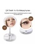 Işıklı Büyüteçli Makyaj Aynası, 10x Büyüteçli 21 Led Işıklı Seyahat Makyaj Aynası, Çift Taraflı Kompakt Ayna, Makyaj Masası ve Seyahat için Işıklı Makyaj Aynası. - 3