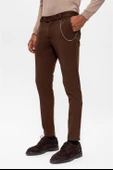 Antioch Koyu Kahve Erkek Slim Fit Düz Aksesuarlı Kumaş Pantolon - 3