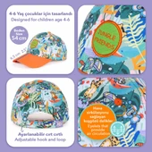 Milk&Moo Jungle Friends 4-6 Yaş Erkek Çocuk Şapkası – Turuncu Siperlikli, Nakış Aplikeli, Ayarlanabilir Yazlık Model - 5