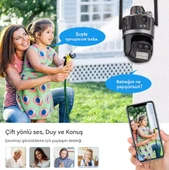 qasul 8K WiFi 16MP Dört Ekran Güvenlik Kamerası CCTV IP Kamera 8X Zoom Otomatik Takip Video Gözetim - 4