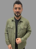 Erkek Kaşe Mevsimlik Cep Detaylı Gömlek Modeli Haki Ceket - 1