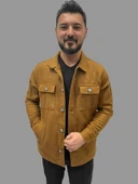 Erkek Kaşe Mevsimlik Cep Detaylı Gömlek Modeli Taba Ceket - 3