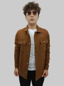 Erkek Kaşe Mevsimlik Cep Detaylı Gömlek Modeli Taba Ceket - 11