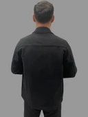 Erkek Kaşe Mevsimlik Cep Detaylı Gömlek Modeli Siyah Ceket - 6