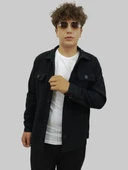 Erkek Kaşe Mevsimlik Cep Detaylı Gömlek Modeli Siyah Ceket - 11