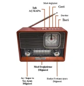 K-105 Nostaljik Şarjlı Taşınabilir Saatli Ahşap Radyo- Fenerli Müzik Çalar Mp3/fm/bluetooth - 2