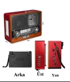 K-105 Nostaljik Şarjlı Taşınabilir Saatli Ahşap Radyo- Fenerli Müzik Çalar Mp3/fm/bluetooth - 4