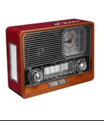 K-105 Nostaljik Şarjlı Taşınabilir Saatli Ahşap Radyo- Fenerli Müzik Çalar Mp3/fm/bluetooth - 5