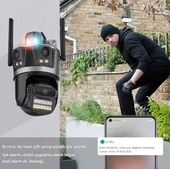 QASUL ICsee WiFi 12MP Kamera 6K 3Lens Bağlantı PTZ Güvenlik Kamera CCTV 3 Ekran Ağ Kamerası 2 Yönlü Ses - 5