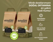 2li Avantaj Paketi Ecolitt Kraft Pakette Tozsuz ve Topaklanan Kahverengi Bentonit Natura Kedi Kumu 2x8 kg - 1