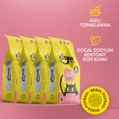 4lü Avantaj Paketi İnce Taneli Tozsuz, Topaklanan Bebek Pudralı Bentonit Kedi Kumu 4x5lt - 1
