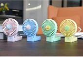 Şarjlı Taşınabilir Mini USB Fan Led Işıklı Masa Üstü 3 Kademeli Mini Vantilatör Soğutucu - 1