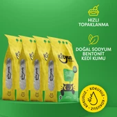 4lü Avantaj Paketi Hassas Kediler için Tozsuz,Topaklanan, Kokusuz Bentonit Kedi Kumu 4x5lt - 1