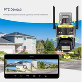 QASUL ICsee WiFi 12MP Kamera 6K 3Lens Bağlantı PTZ Güvenlik Kamera CCTV 3 Ekran Ağ Kamerası 2 Yönlü Ses - 4