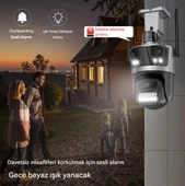 QASUL ICsee WiFi 12MP Kamera 6K 3Lens Bağlantı PTZ Güvenlik Kamera CCTV 3 Ekran Ağ Kamerası 2 Yönlü Ses - 7