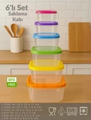 6'lı Kare Erzak Gıda Saklama Seti BPA Free Saklama Kabı Yiyecek Saklama Seti - 2