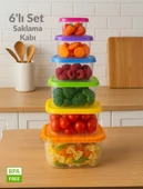 6'lı Kare Erzak Gıda Saklama Seti BPA Free Saklama Kabı Yiyecek Saklama Seti - 1