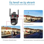 12 MP 6K 8X Zoom 3 Lensli Çakarlı Su GeçirmezHarek Sensörlü Ip Güvenlik Kamerası CMR56 - 6