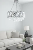 Luna Lighting Firuze Model Krom Kaplama Şık Taşlı Salon Antre Oturma Misafir Odası Modern Avize - 1