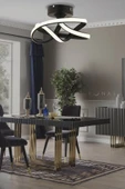 Luna Lighting Vino Riserva Model Siyah Renk Metal Salon Mutfak Oturma Yatak Odası Modern Led Plafonyer Avize - 3