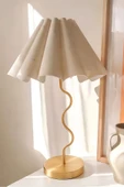 Luna Lighting Zeus Model Şık Zarif Krem Kumaş Detay Şapkalı Yatak Odası Salon Abajur Masa Lambası - 2