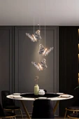 Luna Lighting Kelebek Model Gold Kaplama 3 Renk Metal Salon Mutfak Oturma Yatak Odası Modern Led 3 lü Sarkıt Avize - 1