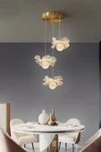 Luna Lighting Kleopatra Model 3 lü Gold Kaplama Metal Salon Mutfak Oturma Yatak Odası Modern Led Sarkıt Avize - 1