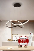 Luna Lighting Porto Model Siyah Sarkıt 3 Renk Dimmerlı Kumandalı Salon Mutfak Oturma Yatak Odası Modern Led Avize - 7