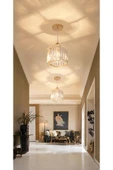 Luna Lighting Modern Luxury Sarkıt Avize Hol Antre Sarı Kare Kristal Taşlı Avize - 1
