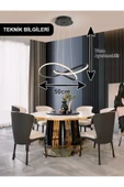 Luna Lighting Porto Model Siyah Sarkıt 3 Renk Dimmerlı Kumandalı Salon Mutfak Oturma Yatak Odası Modern Led Avize - 4