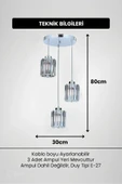Luna Lighting Radiosa Model Krom Renk Kristal Taşlı Dekoratif Salon Mutfak Yatak Odası Hol Antre Üçlü Sarkıt Avize - 4