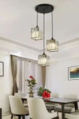 Luna Lighting Lüx Kristal 3 lü Siyah sarkıt avize - 3