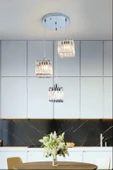 Luna Lighting Roma Model Kare Krom Taşlı Estetik Dekoratif Salon Mutfak Yatak Odası Hol Antre Üçlü Sarkıt Avize - 1