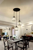 Luna Lighting Radiosa Model Siyah Renk Taşlı Dekoratif Salon Mutfak Yatak Odası Hol Antre Üçlü Sarkıt Avize - 1