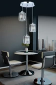 Luna Lighting Radiosa Model Krom Renk Kristal Taşlı Dekoratif Salon Mutfak Yatak Odası Hol Antre Üçlü Sarkıt Avize - 1