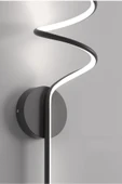 Luna Lighting Lorente Model Siyah Ledli Dekoratif Şık Estetik Yatak Odası Salon TV Ünitesi Pilli Duvar Apliği - 5