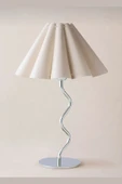 Luna Lighting Zeus Model Krom Kaplama Şık Zarif Krem Kumaş Detay Şapkalı Yatak Odası Salon Abajur Masa Lambası - 1