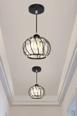 Luna Lighting Quattro Model Siyah Renk Kaplama Metal Kristal Taşlı Salon Oturma Odası Tavan Sarkıt Avize - 1